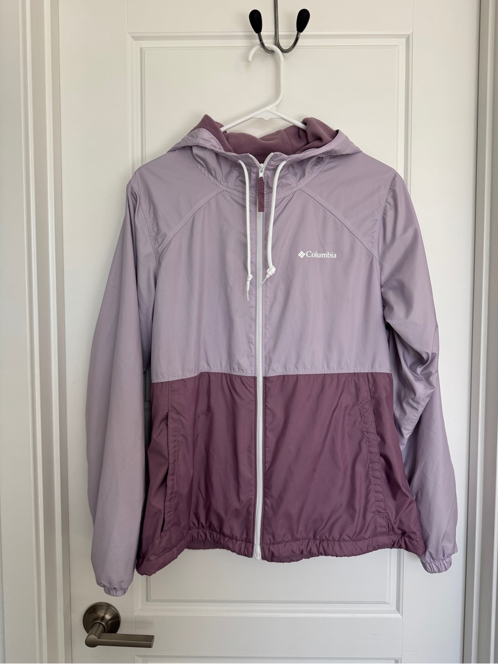 Columbia Two-Tone Lavender Windbreaker Jacket with Fleece